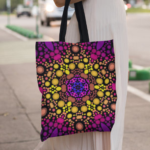 Bolsa Tote Dot Mandala Flor Puro e Amarelo