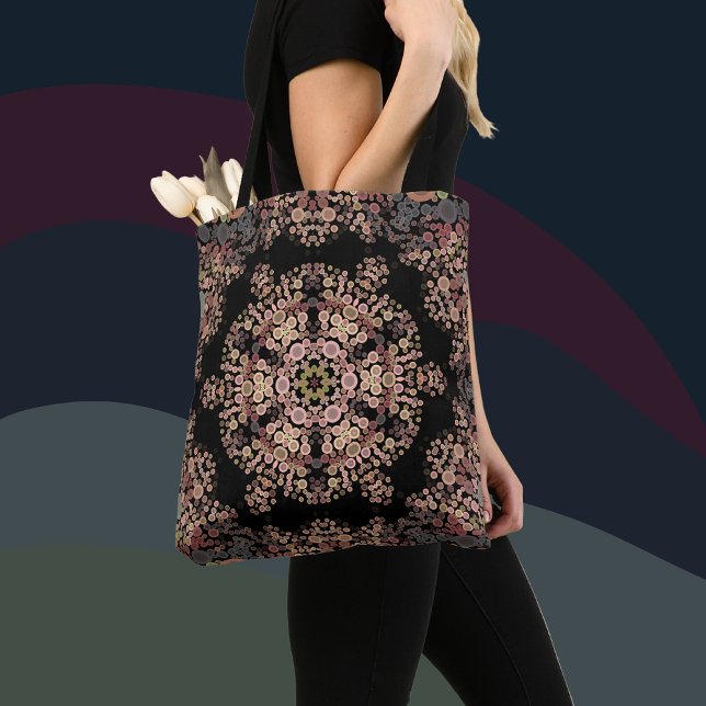 Bolsa Tote Dot Mandala Flower Brown e Cinzas (Criador carregado)