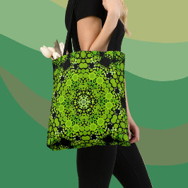 Bolsa Tote Dot Mandala Flower Green