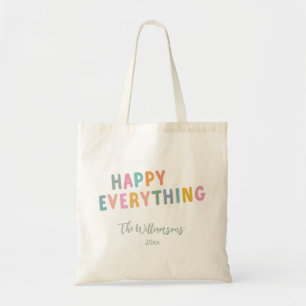 Bolsa Tote Doura Tipografia Colorida Feliz Tudo Personalizado