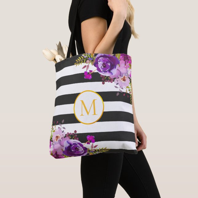 Bolsa Tote Dourada Bridesmaid Negra Roxa Moderna (Close Up)
