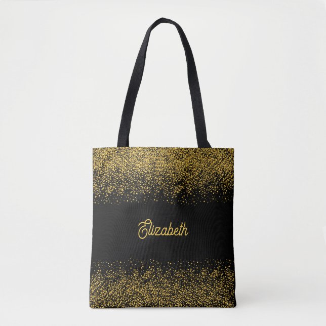 Bolsa Tote Dourada brilhante moderna personalizada (Frente)
