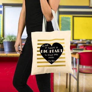 Bolsa Tote Dourada enfermeira Obrigado Professor Bag BIG HEAR