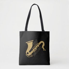 Bolsa Tote Dourada Ilustração Saxofônica Ilustração Personali