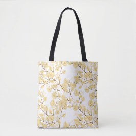 Bolsa Tote Dourada Manhã Branca Flor Glória