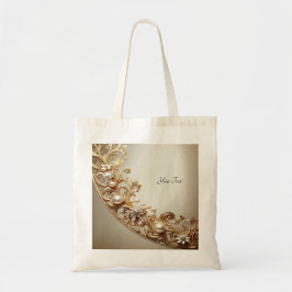 Bolsa Tote Dourada Ornata com Floreios