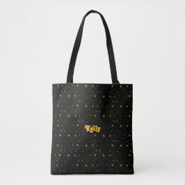 Bolsa Tote Douradas estrelas Black Sky Trendy Standard