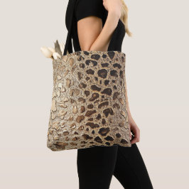 Bolsa Tote Douradas Manchas Metálicas Leopardo