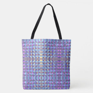 Bolsa Tote Dourado, Azul e Roxo Iridescente Geométrico 2