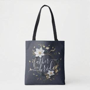Bolsa Tote Dourado Casamento Floral Wreath Pai da Noiva