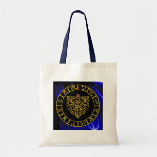 Bolsa Tote DOURADO CORAÇÃO ASTRAL,Sinais Zodiac,Gráfico Astro