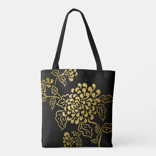 Bolsa Tote Dourado crisântemo em qualquer cor (Verso)