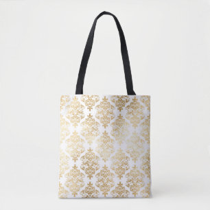 Bolsa Tote Dourado Damask Elegant