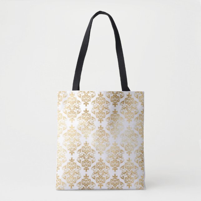 Bolsa Tote Dourado Damask Elegant (Frente)