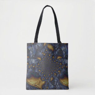 Bolsa Tote Dourado e Silver Blue Molten Metal