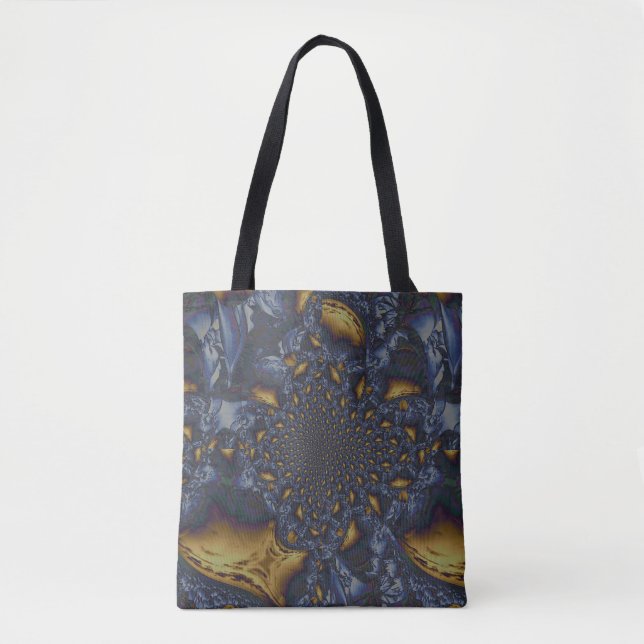 Bolsa Tote Dourado e Silver Blue Molten Metal (Frente)