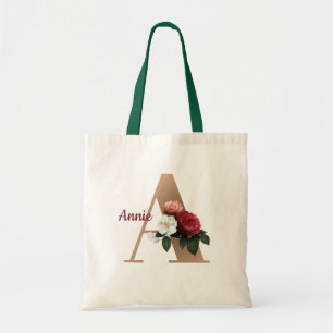 Bolsa Tote Dourado Folheto Verde Elegante Monograma "A"