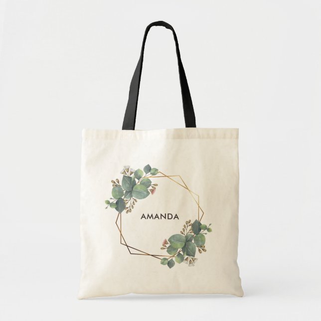 Bolsa Tote Dourado Geo Frame Eucalyptus (Frente)