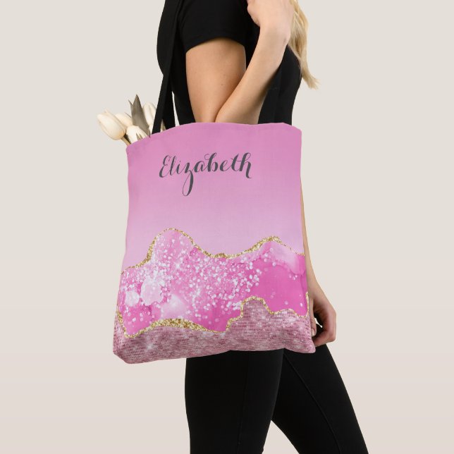 Bolsa Tote Dourado Glama Rosa Personalizado - Bridesmaid (Close Up)
