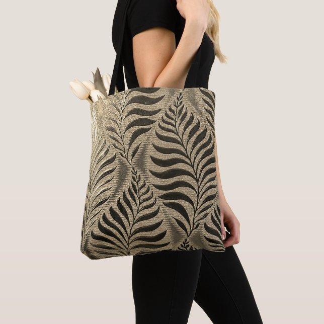 Bolsa Tote Dourado Leaf Motif (Close Up)
