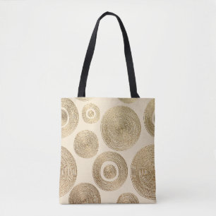 Bolsa Tote Dourado Ouro, desenho manual com círculos. Abst