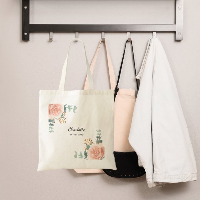 Bolsa Tote dourado rosa floral, dançarino verde (Criador carregado)