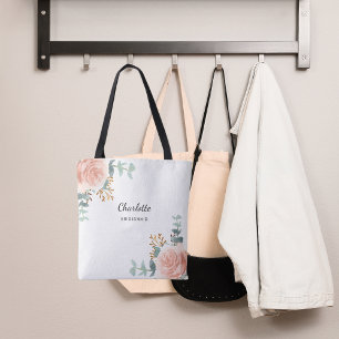 Bolsa Tote dourado rosa floral, dançarino verde