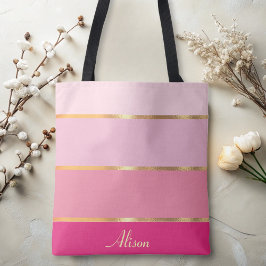 Bolsa Tote dourado rosa moderno feminino quic