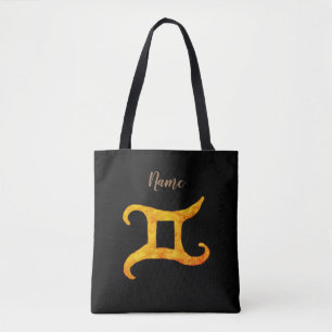 Bolsa Tote Dourado sinal de astrologia Gemini