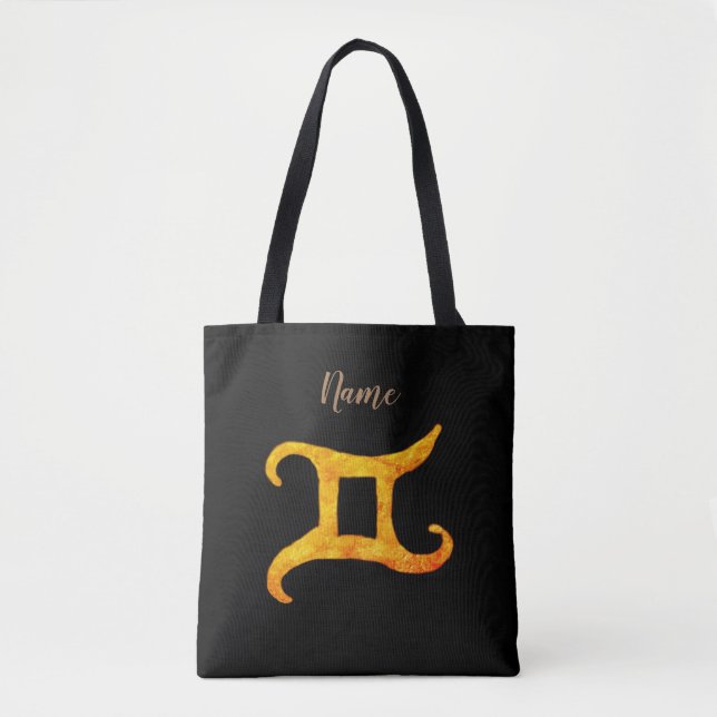 Bolsa Tote Dourado sinal de astrologia Gemini (Frente)