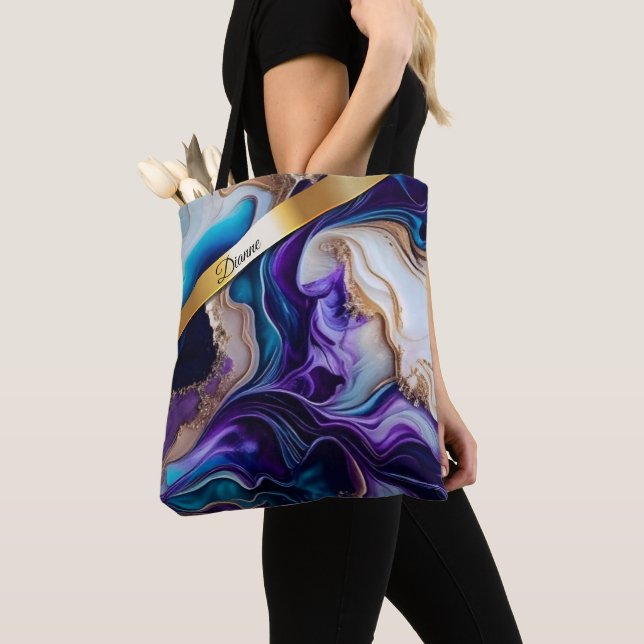 Bolsa Tote Dourados sotaques metálicos em espirais de terras  (Close Up)