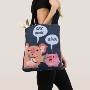 Bolsa Tote Doutor bonito e paciente do porco dos desenhos
