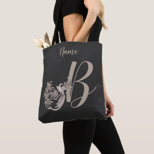 Bolsa Tote Dove Elegant Monograma Inicial B Personalizado