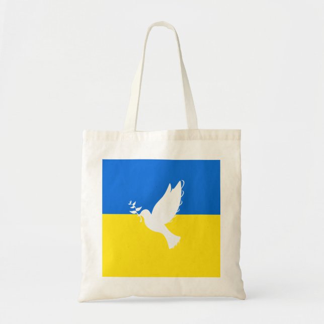 Bolsa Tote Dove of Peace - Flag of Ukraine - Freedom - Peace  (Frente)