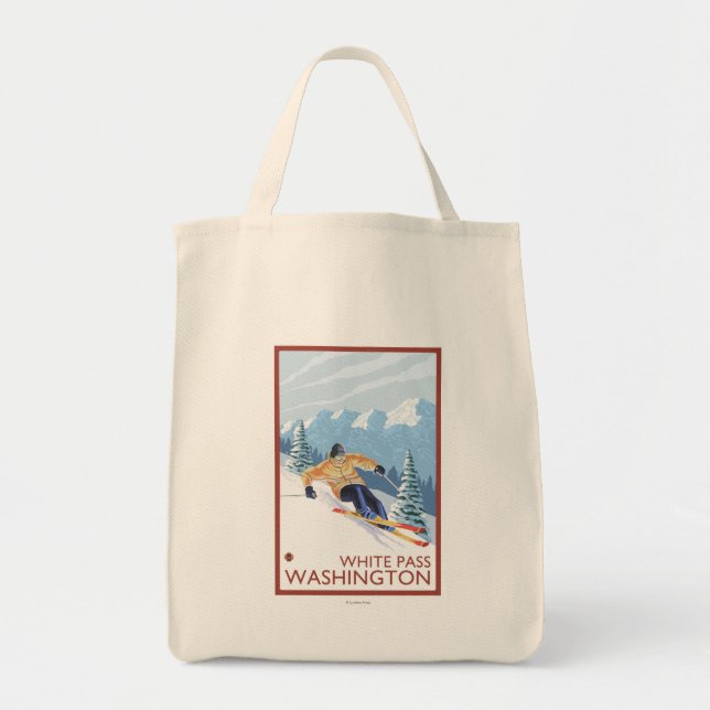 Bolsa Tote Downhill Snow Skier - White Pass, Washington (Frente)
