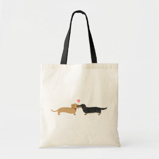 Bolsa Tote Doxie Smooch com Heart | Cartoon Canina