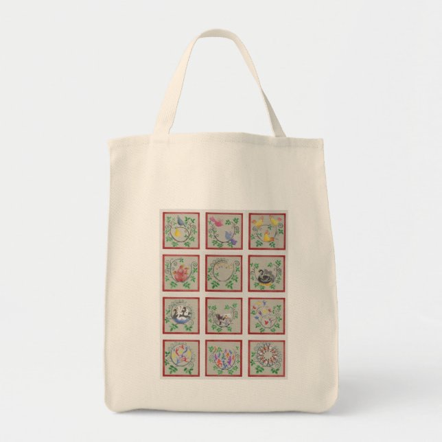Bolsa Tote Doze dias de saquetas de Natal (Frente)