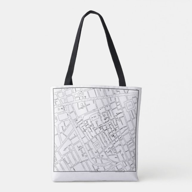 Bolsa Tote Dr. John Snow: Mapa da cólera de Londres, 1854 (Verso)