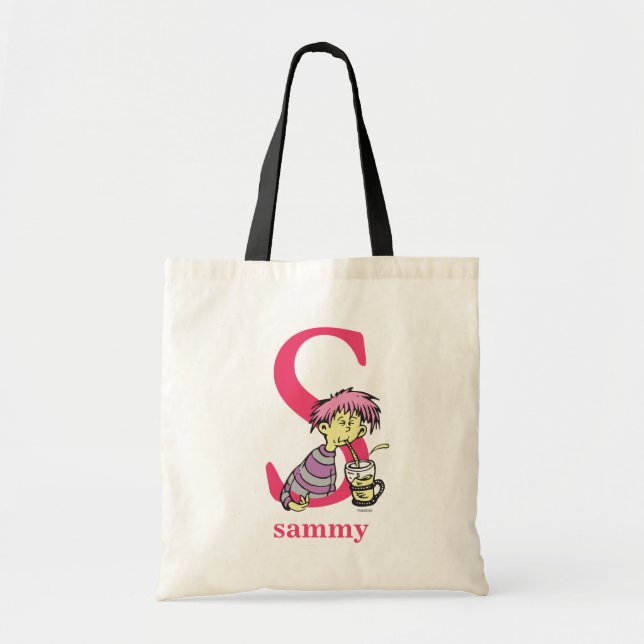Bolsa Tote Dr. Seuss ABC: Carta S - Rosa | Adicione seu nome (Frente)