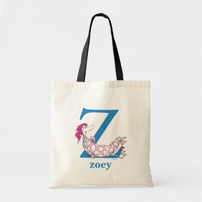 Bolsa Tote Dr. Seuss ABC: Carta Z - Azul | Adicione seu nome (Frente)