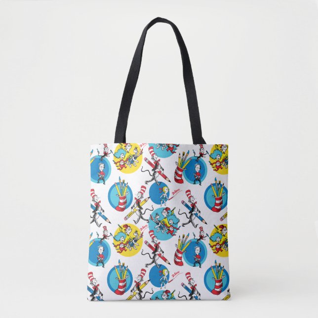 Bolsa Tote Dr. Seuss | Caracteres Com Pencils (Frente)