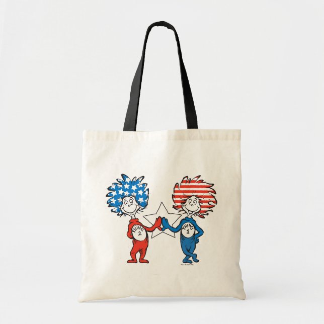 Bolsa Tote Dr. Seuss | Coisa Um Dois Gráficos Patrióticos (Frente)