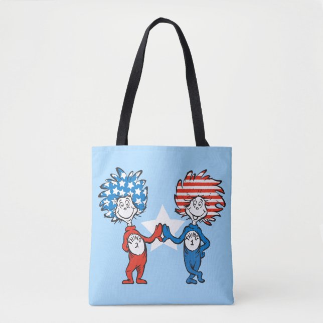 Bolsa Tote Dr. Seuss | Coisa Um Dois Gráficos Patrióticos (Frente)
