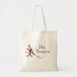 Bolsa Tote Dr. Seuss Gato no Chapéu Nome Escrito