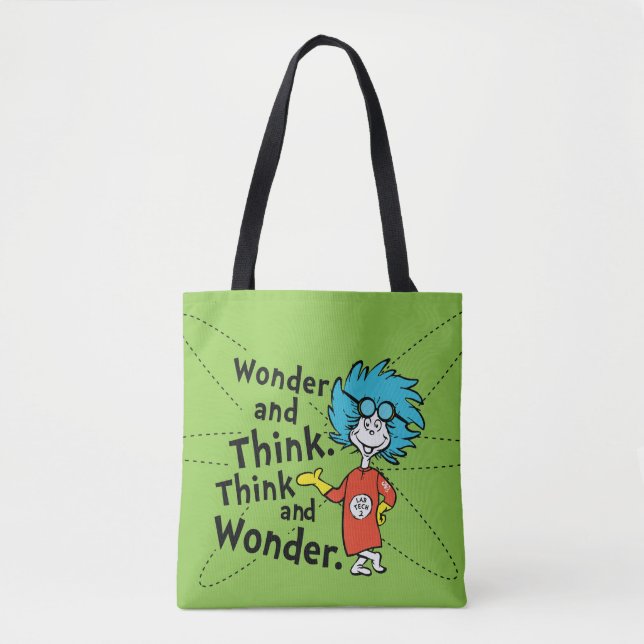 Bolsa Tote Dr. Seuss | Pensar e pensar. Pense e Maravilha. (Frente)