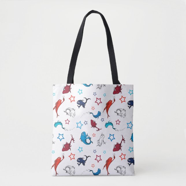 Bolsa Tote Dr. Seuss | Um Peixe Dois Peixes Padrão de Estrela (Frente)