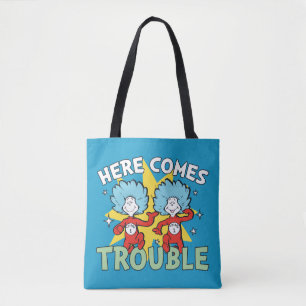 Bolsa Tote Dr. Seuss   Uma Coisa Duas Aqui Vem Problemas