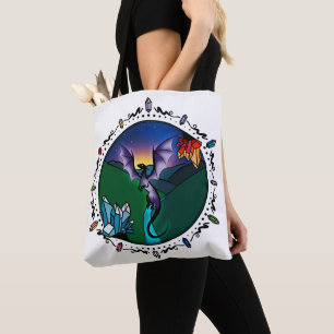 Bolsa Tote Dragão Ametista Magro Elegante de Cristal Magnétic