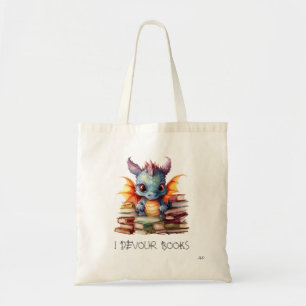 Bolsa Tote *~* Dragão bebê com LEITURA devorando LIVROS AP88