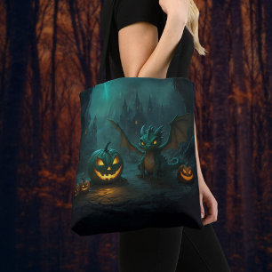 Bolsa Tote Dragão Bonito do Halloween com Bombeiros Assustado
